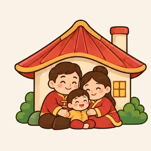 Hình minh hoạ bộ 宀 — mái nhà