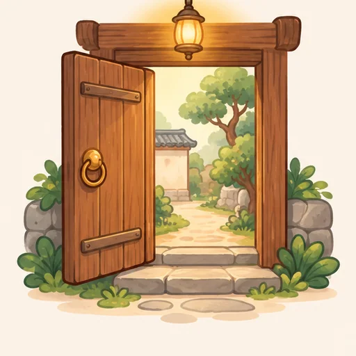 Hình minh hoạ bộ 户 — cửa một cánh